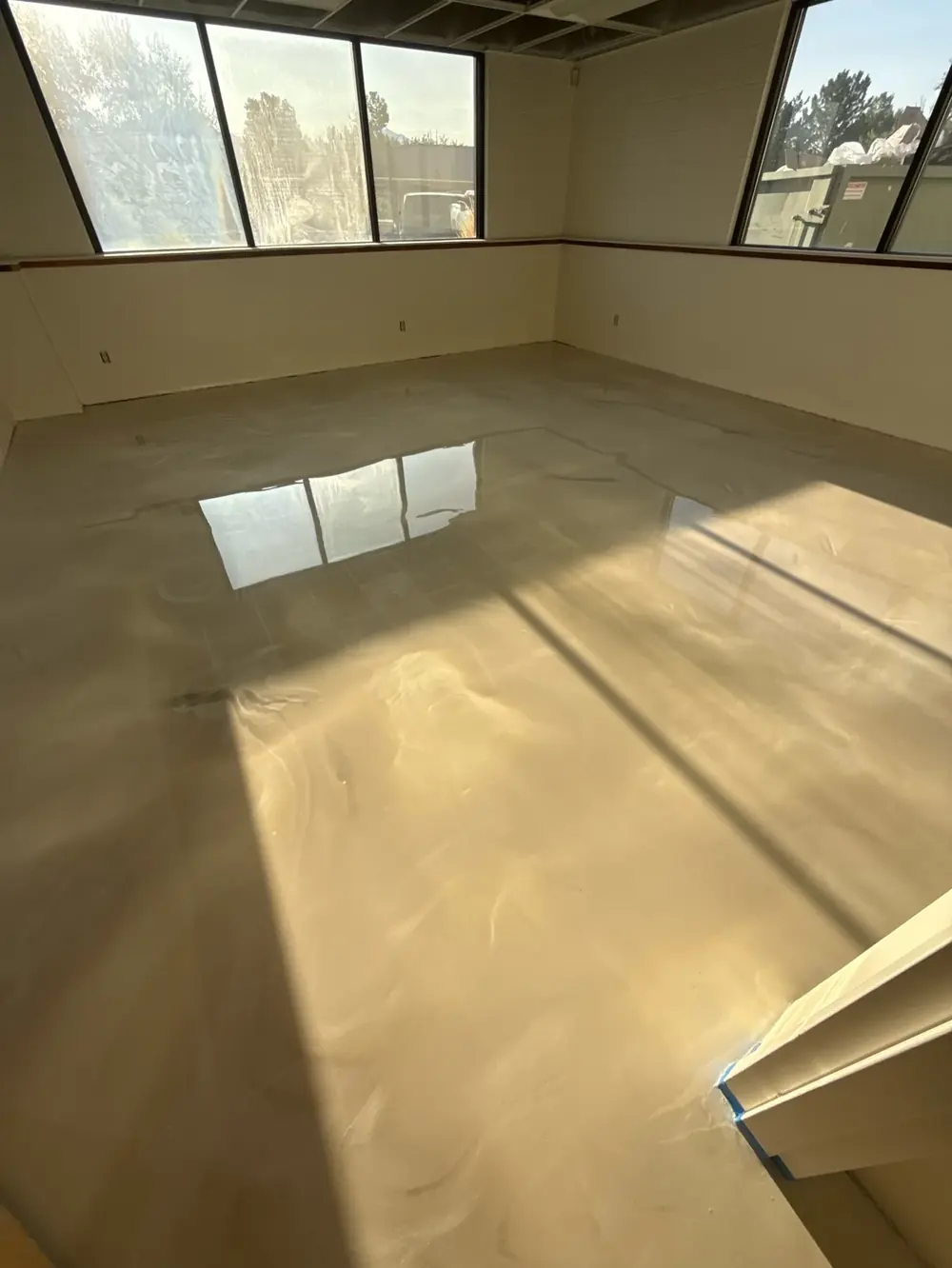 Decorative resinous floor in a commercial office