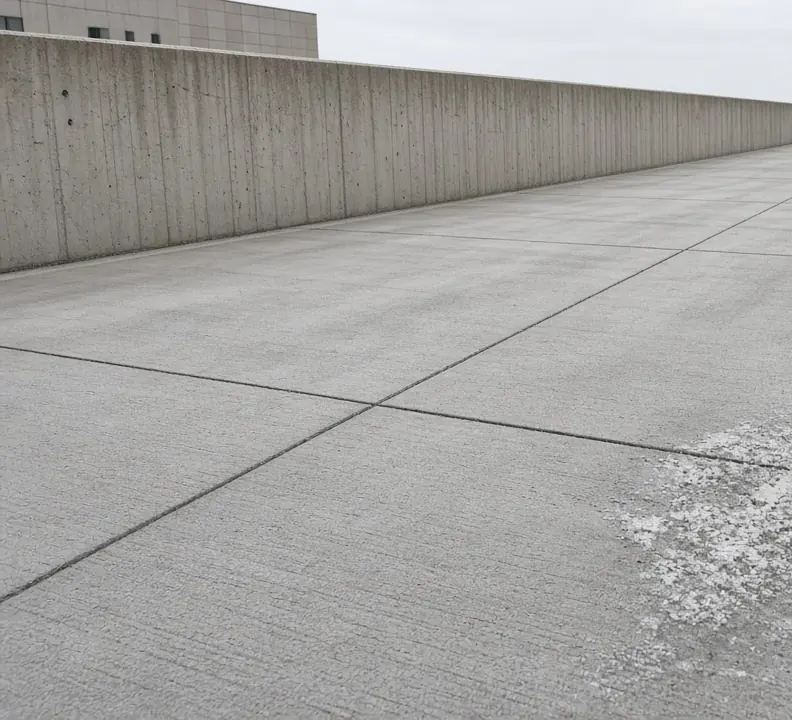 Edge of a coated parking deck